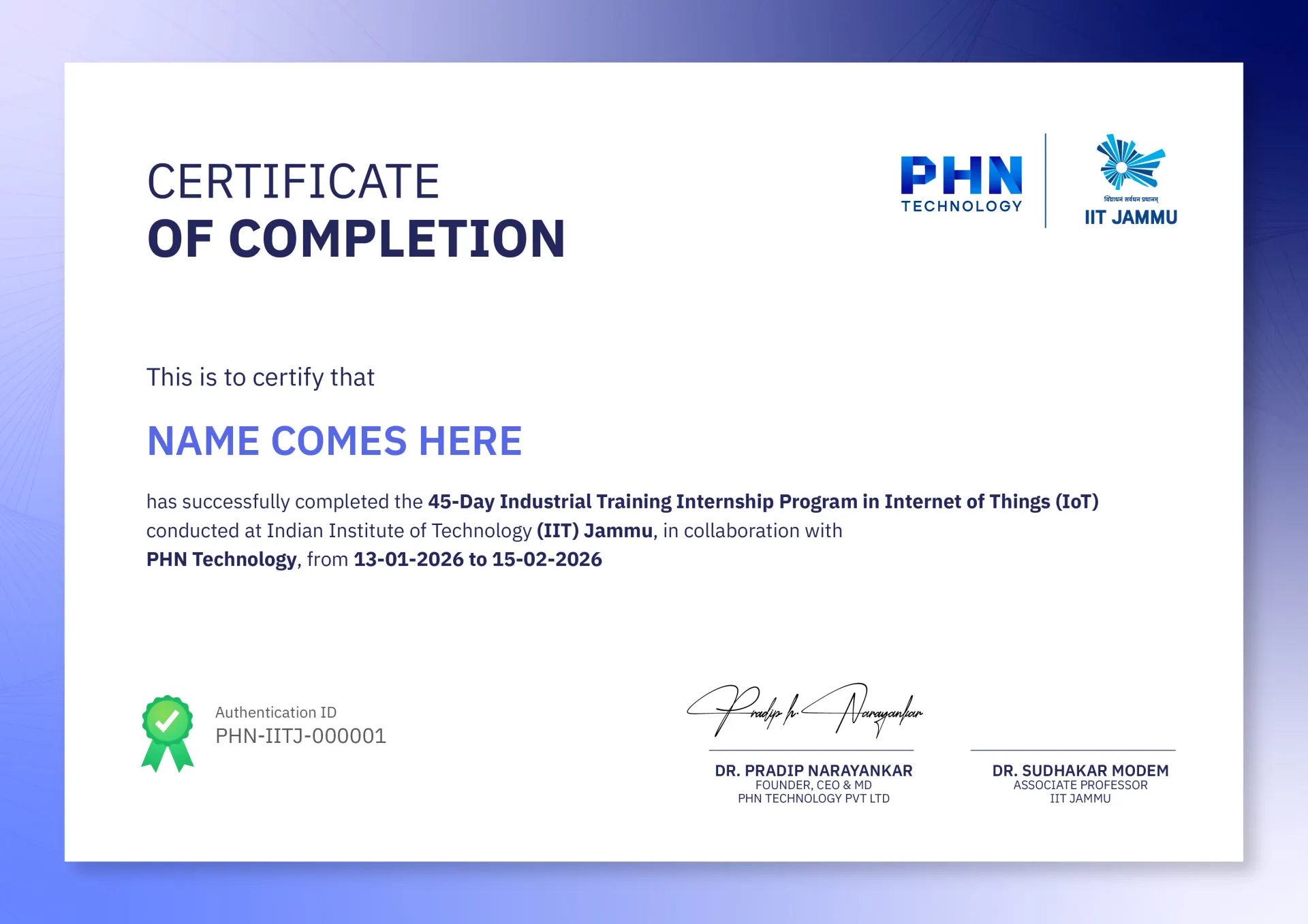 Certificate Preview