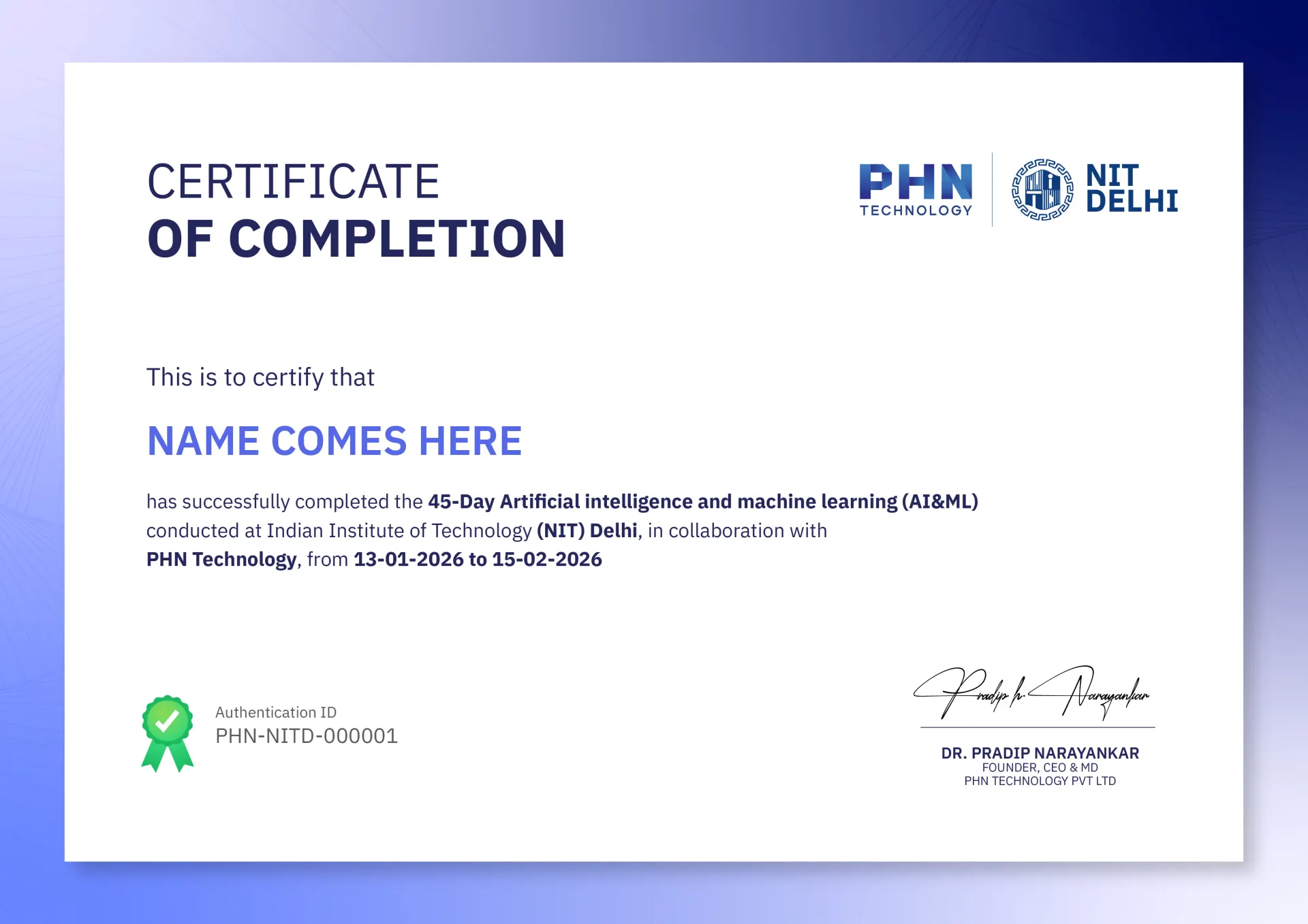 Certificate Preview